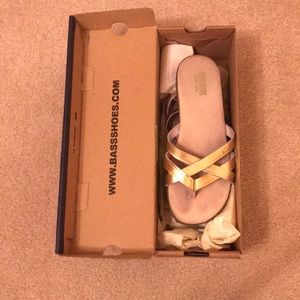 Gold Leather Bass Sandals